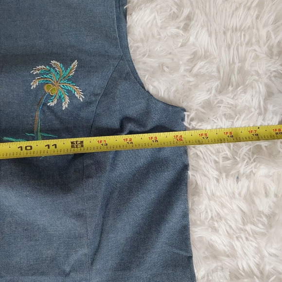 Kenji Coconut Tree Embroidered Dress Size 4 Light Blue - Picture 9 of 10
